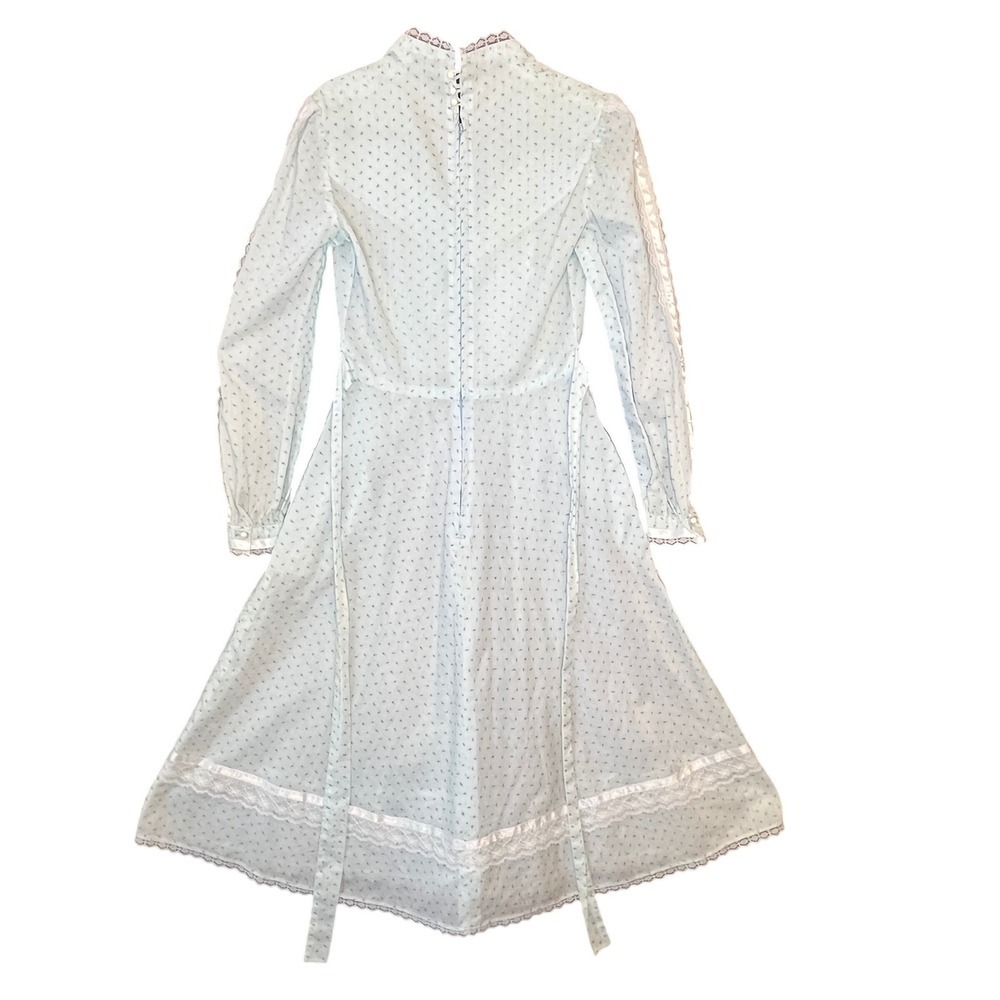 VTG Prairie Dress Small Lace up Corset Floral Midi 70s Gunne Sax Style Handmade - Picture 12 of 16